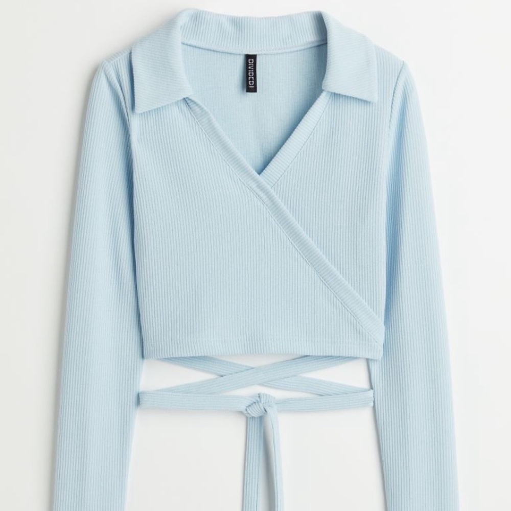 H&M crop top blouse wrapover top size M